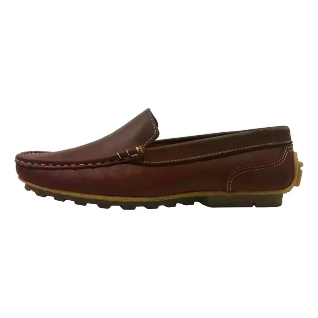 Zapato 100% Cuero Mocasín Semi Formal Elegante Café Negro