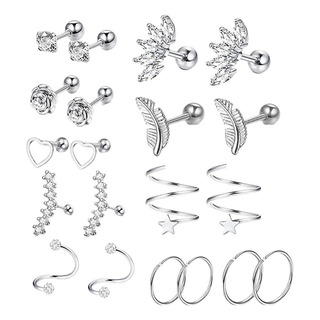 Juego De Aretes De Acero Inoxidable De 20 Piezas Aretes De Juego De Aretes De Acero Inoxidable De 20 Piezas Aretes De