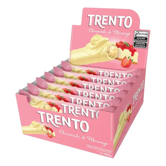 Chocolate Trento Cheesecake De Morango Com 16 Unid De 29g