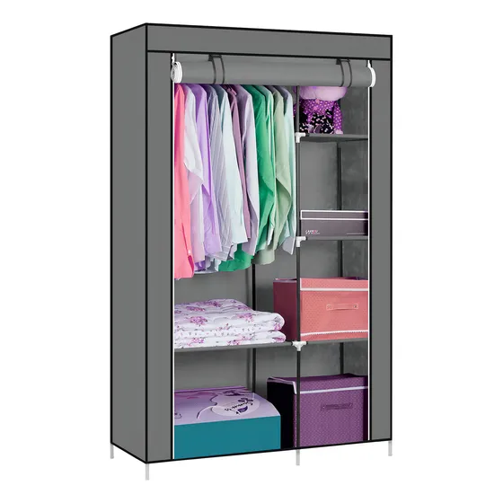 Closet Ropero De Tela Armable Decoteam Con 6 Estantes Gris