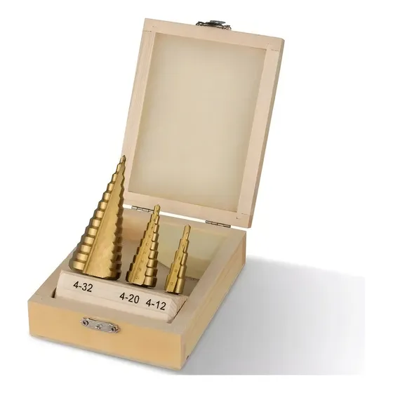 Set Kit Mecha Escalonada Conica Titanio Taladro Metal Barovo