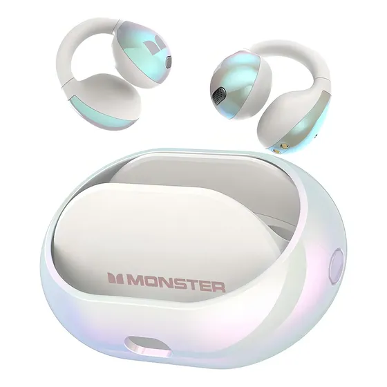 Fone de Ouvido Monster E31 Clip-ear Sem Fio Branco Com Bluetooth e Cancelamento de Ruído