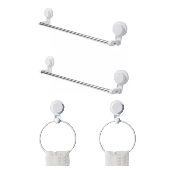 Set X4 Toalleros Aro Toallero Barral Gran Adherencia Baño