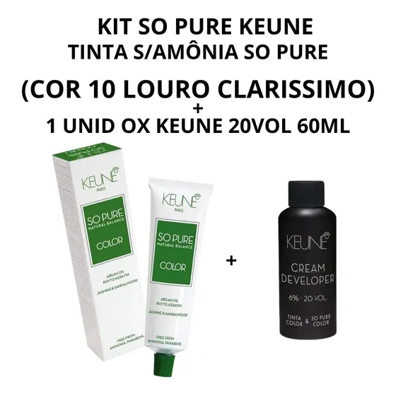 Kit Keune So Pure Color Tinta Escolher Cor + Oxig 20vol 60ml