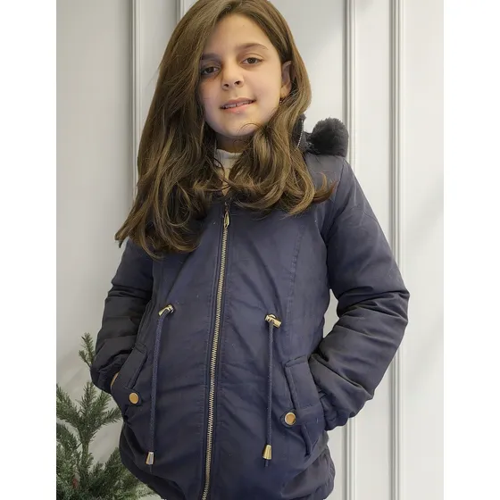 Parka Infantil - Forrada Com Pelo - Duplaface De Sarja