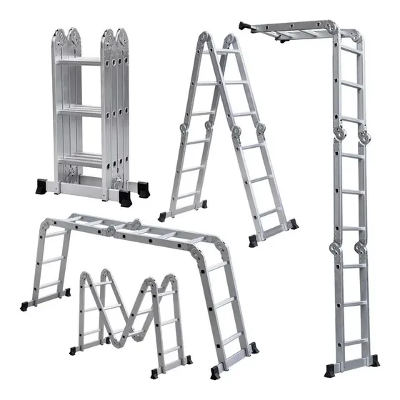 Escalera Articulada Multiproposito Plegable 20 P. / 5.7 Mts Color Plateado