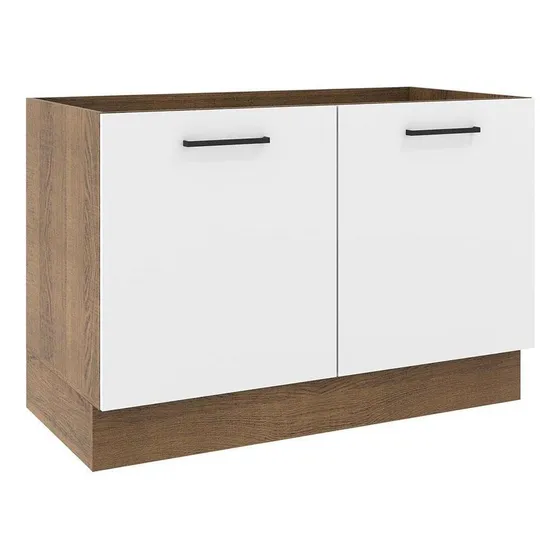 Gabinete Bajo Cocina Madesa Agata 120cm Sin Encimera Color Marrón/Blanco