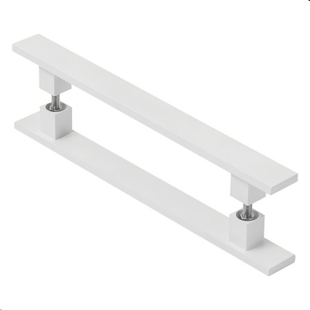 Puxador De Porta Pivotante Barra Chata Duplo Branco 40cm Puxador De Porta Pivotante Barra Chata Duplo Branco 40cm