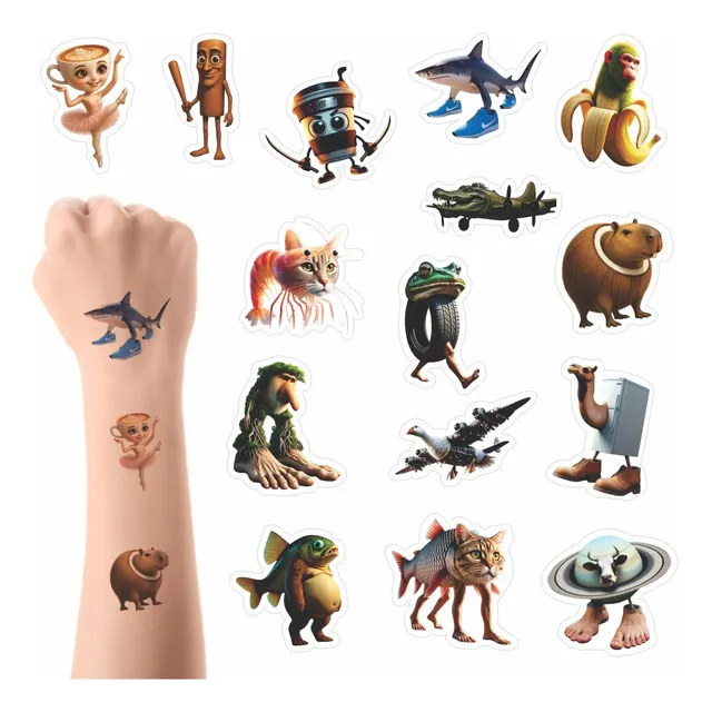 Tatuajes Temporales X30 Tattoos Tralalero Tralala Brainrot Blanco Tralalero Tralala