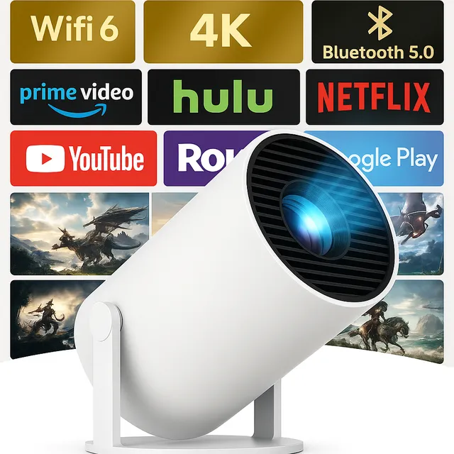 Proyector mini Asecam smart tv baratos HY300-MX, android wifi 3500lm blanco 220V