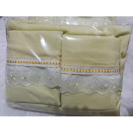 Kit Lençol Malha 100% Algodão Casal 3 Peças, Fronha C Zíper
