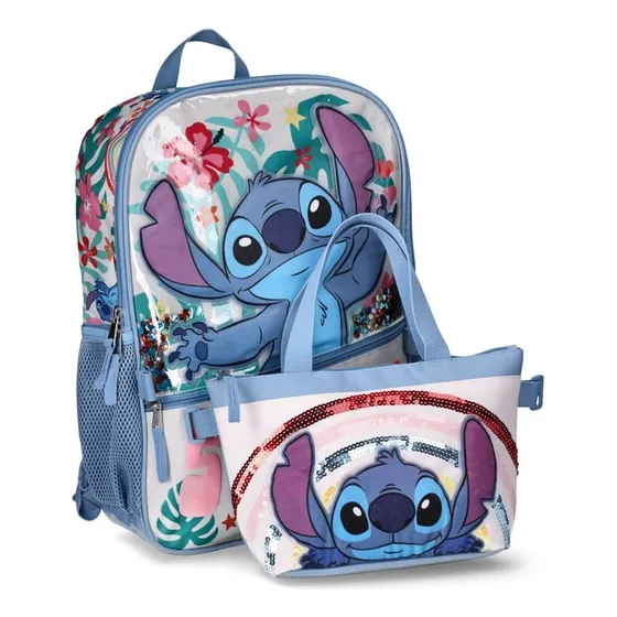 Morral Escolar + Lonchera Stitch Importado