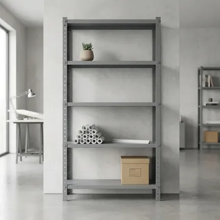 Super Estante/prateleira Aço 26 Modular 42x92x1,98 Com 5 Bandejas Colunas Tripartida Industrial Cinza