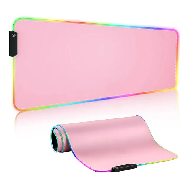 Mouse Pad Gamer Rosado Luz Rgb 7 Colores Xl Calidad Premium