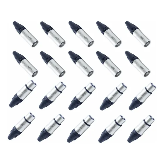 Kit Com 10 Plugs Xlrm + 10 Plugs Xlrf Datalink