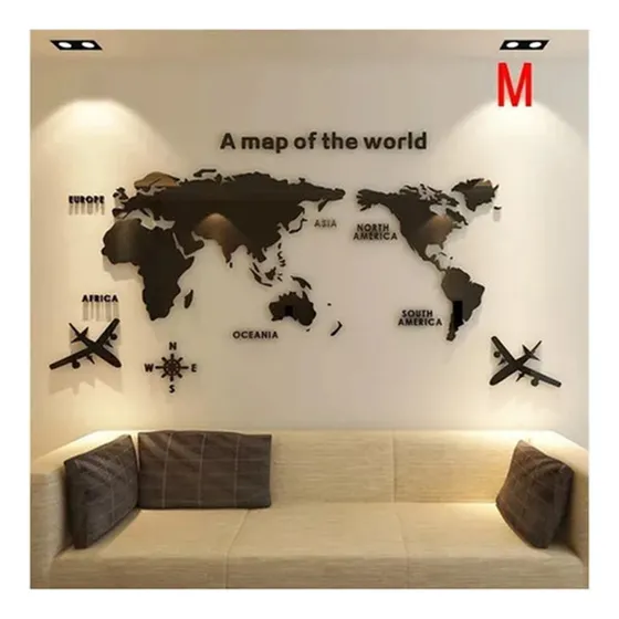 A Mural De Viaje En Acrílico Mapa-mundi 3d 120 X 60 Cm