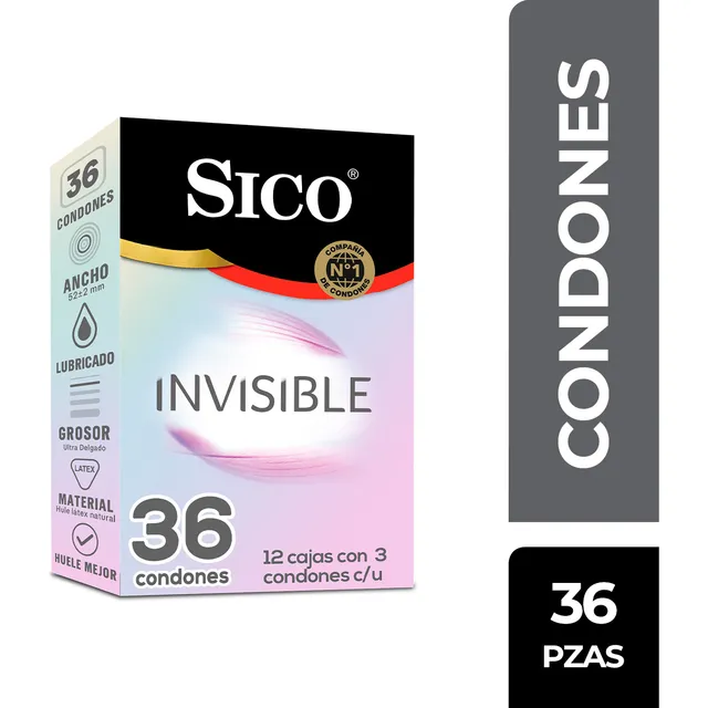 Pack X12 Cajas De Condones Ultra Sense Invisible 3 unidades cada una Sico