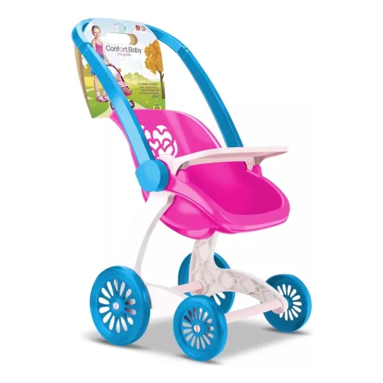 Carrinho De Boneca Rosa Reborn Bebê Conforto Princesas Brinq
