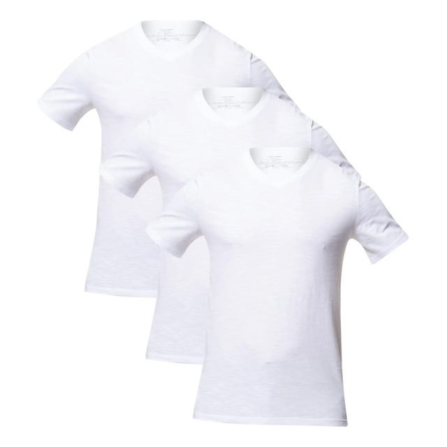 Kit Com 3 Camisetas Masculina 4k6p1cen Básicas Slim Hering Branco Lisa G