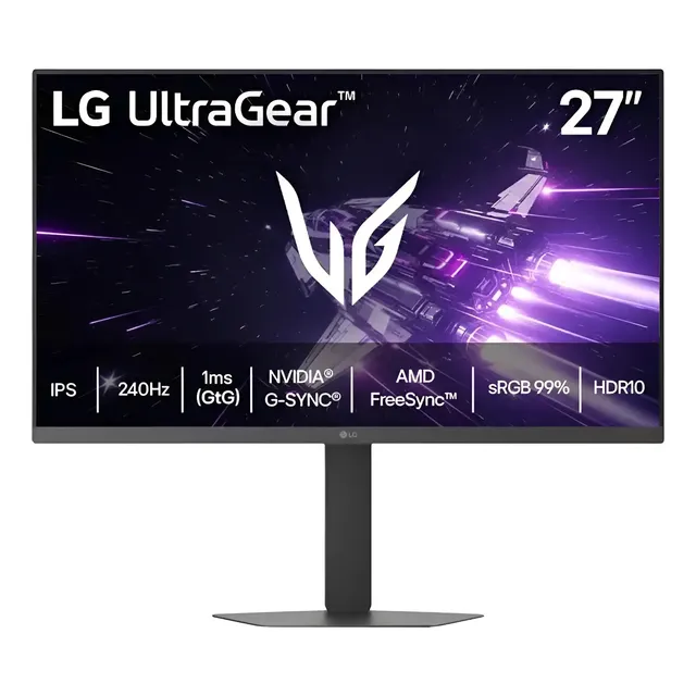 LG UltraGear Monitor Gamer 27" IPS 240Hz 1ms (GtG) Full HD (1920x1080) sRGB 99% HDMI 2.0 NVIDIA G-SYNC AMD FreeSync Premium, Preto - 27G440A