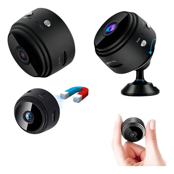Mini Câmera Espiã De Segurança A9 Wireless Hd 1080p Mini Spy Cor Preto