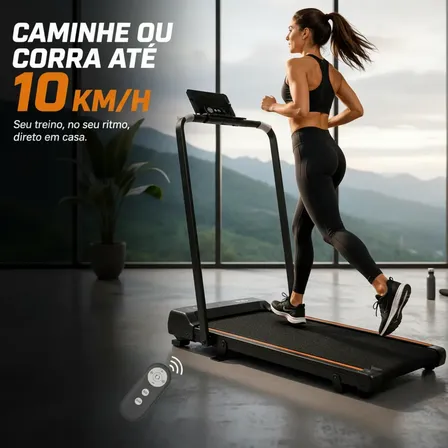 Esteira Elétrica Dobrável 100kg Controle Remoto Bivolt Preto 127/220v