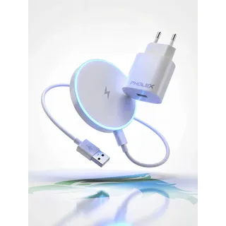 Carregador Indução Magnetico Sem Fio 15w Compativel Com iPhone Samsung Galaxy Xiaomi Motorola Pholex Branco