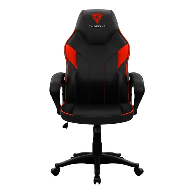 SILLA DE ESCRITORIO THUNDERX3 EC1 GAMER ERGONÓMICA NEGRA Y ROJA CON TAPIZADO DE CUERO SINTÉTICO