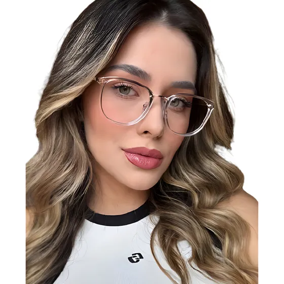 Armação Óculos De Grau Feminino Transparente Feminino Cor Transparente/dourado