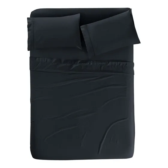 Sábana King Size Negro Suave Al Tacto Soúl Diseño de la tela Liso