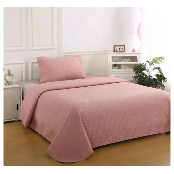 Cubrecamas 2 Plazas Rosa Cobertor Quilt Atenas Acolchado Liviano Textil Verano Invierno 2 Fundas Almohada Suave