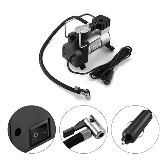Compresor De Aire 12v -inflador De Neumáticos 140 Psi Color Negro