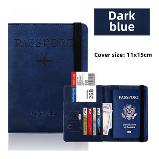 Porta-passaportes Lin Ling Leather Rfid Azul Escuro Porta-passaportes Lin Ling Leather Rfid Azul Escuro