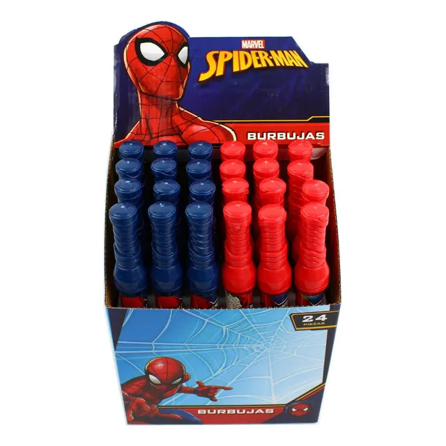 Caja 24 Tubo Burbujero 25cm Spiderman Fiesta Niños Burbujas