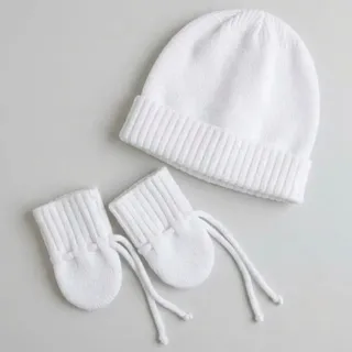Kit Luva E Touca Tricot Bebe Maternidade Biami Baby Unissex Branco R