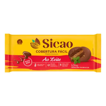 Cobertura Fracionada Chocolate Ao Leite Dia a Dia 1,01kg Sicao Barry Callebaut chocolate ao leite plástico 1.01 kg