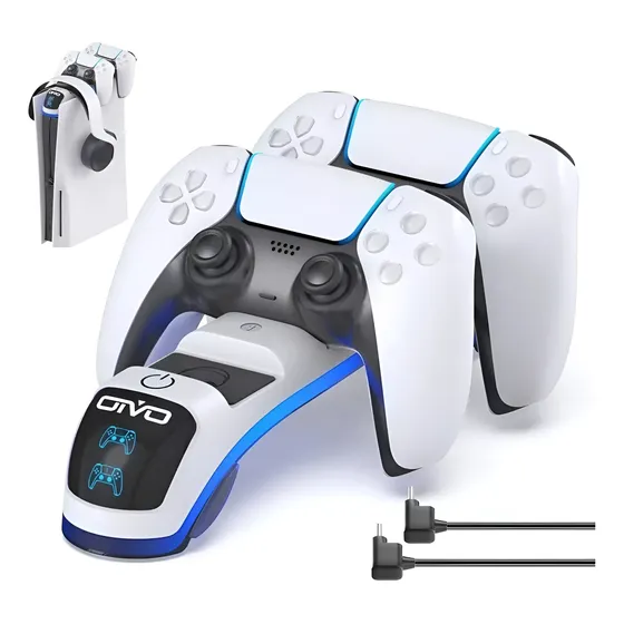 Carregador Dock Station Para 2 Controles Ps5 Suporte Fone