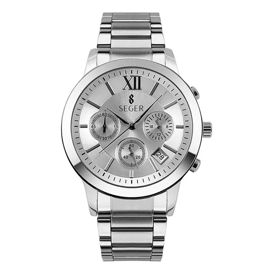 Reloj Pulsera Seger 9097 Con Correa De Acero Color Plateado - Fondo Blanco