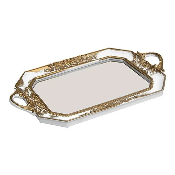 Bandeja Decorativa Con Espejo 26x41 Cm Con Manija