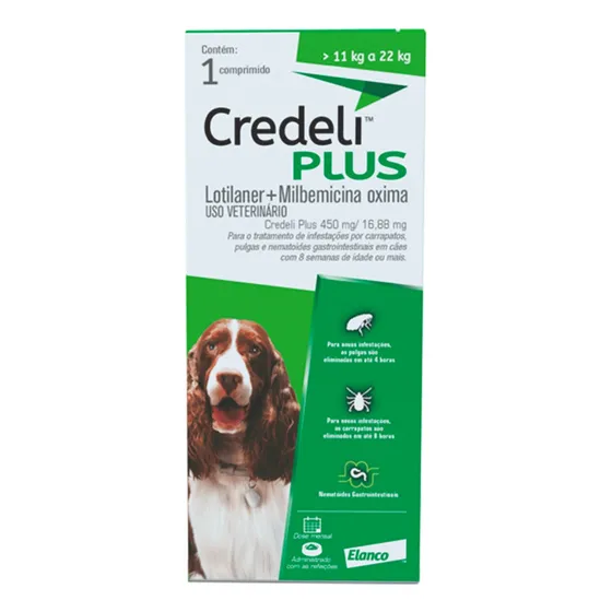 Antipulgas Elanco Credeli Plus Para Cães De 11 A 22 Kg