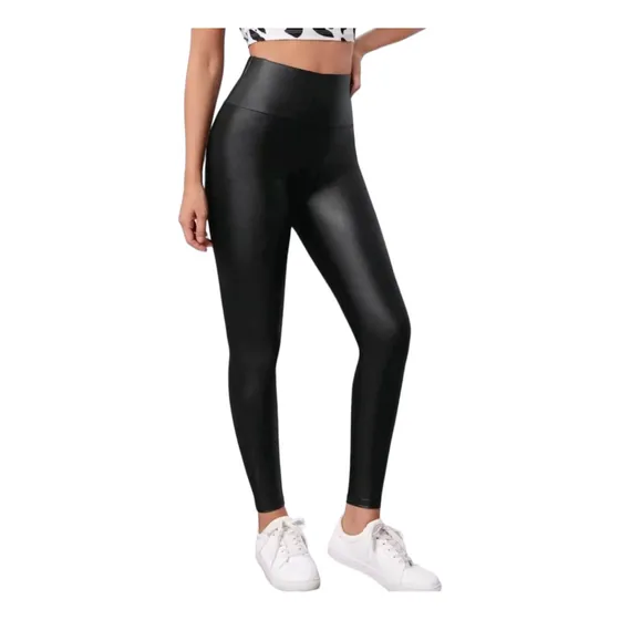 Pantalón De Cuerina Cintura Ancha Negro Felegant 