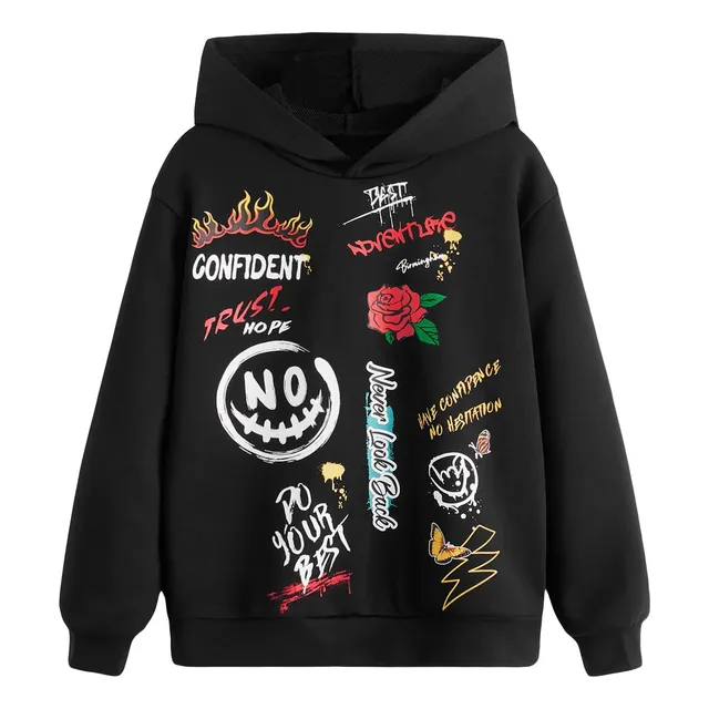 Cozyease Sudadera Capucha Hombro Caido Para Niño Estampado