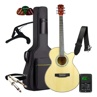 Violão Elétrico Bravo Music Tf200 Com Afinador Aço + Kit Acessórios Completo Cor Natural Material Do Diapasão Padrão Orientação Da Mão Destro Violão Elétrico Bravo Music Tf200 Com Afinador Aço + Kit Acessórios Completo Cor Natural Material Do Diapasão Padrão Orientação Da Mão Destro