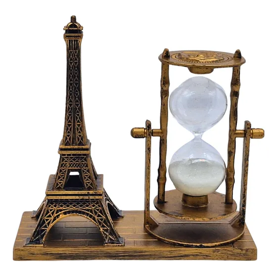 Enfeite Torre Eiffel Com Ampulheta Decoracao Mesa Escritorio