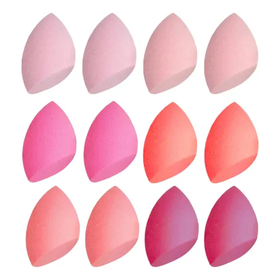 Kit 12 Esponjas De Maquiagem Chanfradas Base Make Up