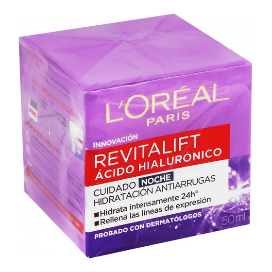 Crema Facial L`oreal Revitalift Acido Hialuronico Noche 50ml