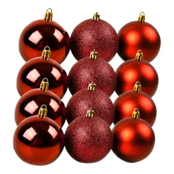 de 12 Bolas de Navidad Redondas Rojas de 5 cm para Decoración