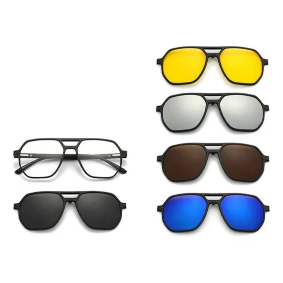 Armazon Runas Lentes Con 5 Clips De Sol Color Negro