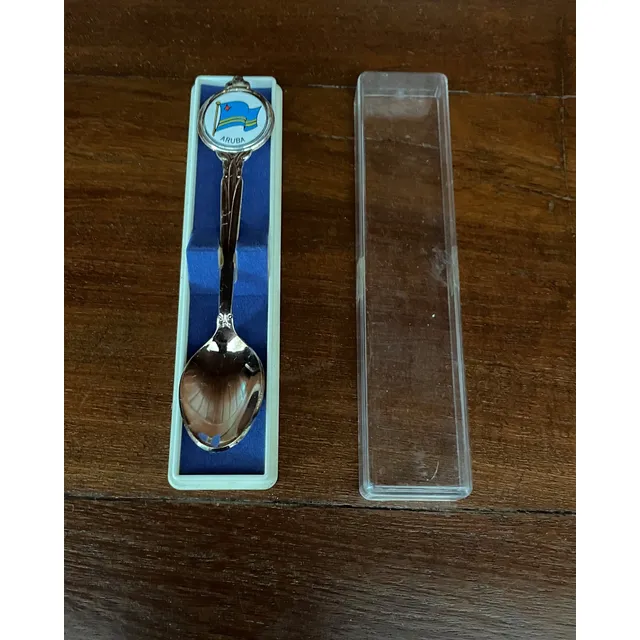 Cucharita De Coleccion Aruba Con Estuche Antigua Cuchara