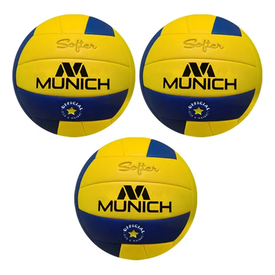 Pack X 3 Pelotas Munich Voley Softer Pu Laminada Sgc